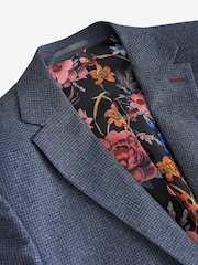 Light Blue Slim Fit Puppytooth Design Suit Jacket - Image 8 of 11