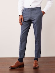 Hellblau - Slim-Fit-Anzughose mit Hahnentrittmuster - Image 1 of 8
