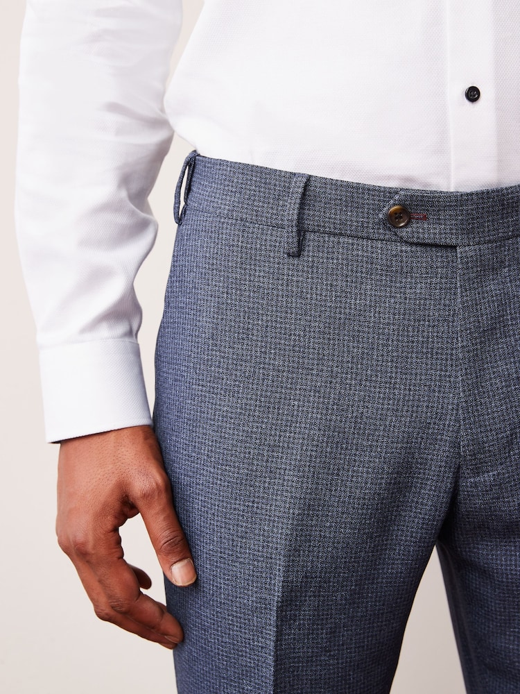 Hellblau - Slim-Fit-Anzughose mit Hahnentrittmuster - Image 4 of 8