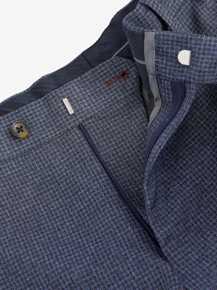 Hellblau - Slim-Fit-Anzughose mit Hahnentrittmuster - Image 8 of 8