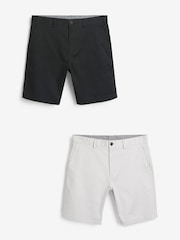 Black/Light Grey Straight Fit Stretch Chinos Shorts 2 Pack - Image 6 of 9