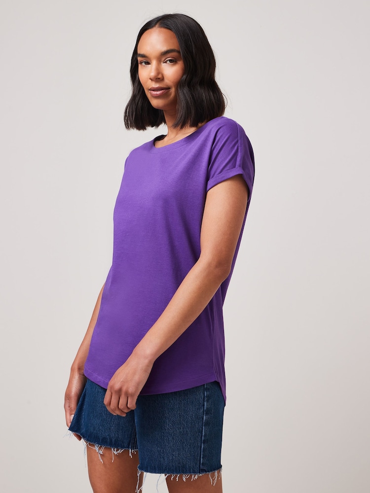 Bela/siva melirana/vijolična - 100% Cotton Cap Sleeve T-Shirts 3 Pack - Slika 2 iz 11 Bela/siva melirana/vijolična - 100% Cotton Cap Sleeve T-Shirts 3 Pack - Slika 2 iz 11