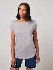 White/Grey Marl/Purple 100% Cotton Cap Sleeve T-Shirts 3 Pack - Image 4 of 11