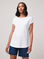 White/Grey Marl/Purple 100% Cotton Cap Sleeve T-Shirts 3 Pack - Image 5 of 11