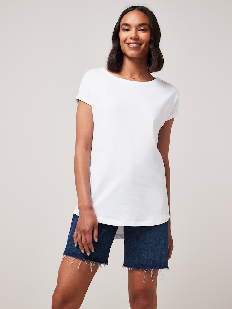White/Grey Marl/Purple 100% Cotton Cap Sleeve T-Shirts 3 Pack - Image 6 of 11