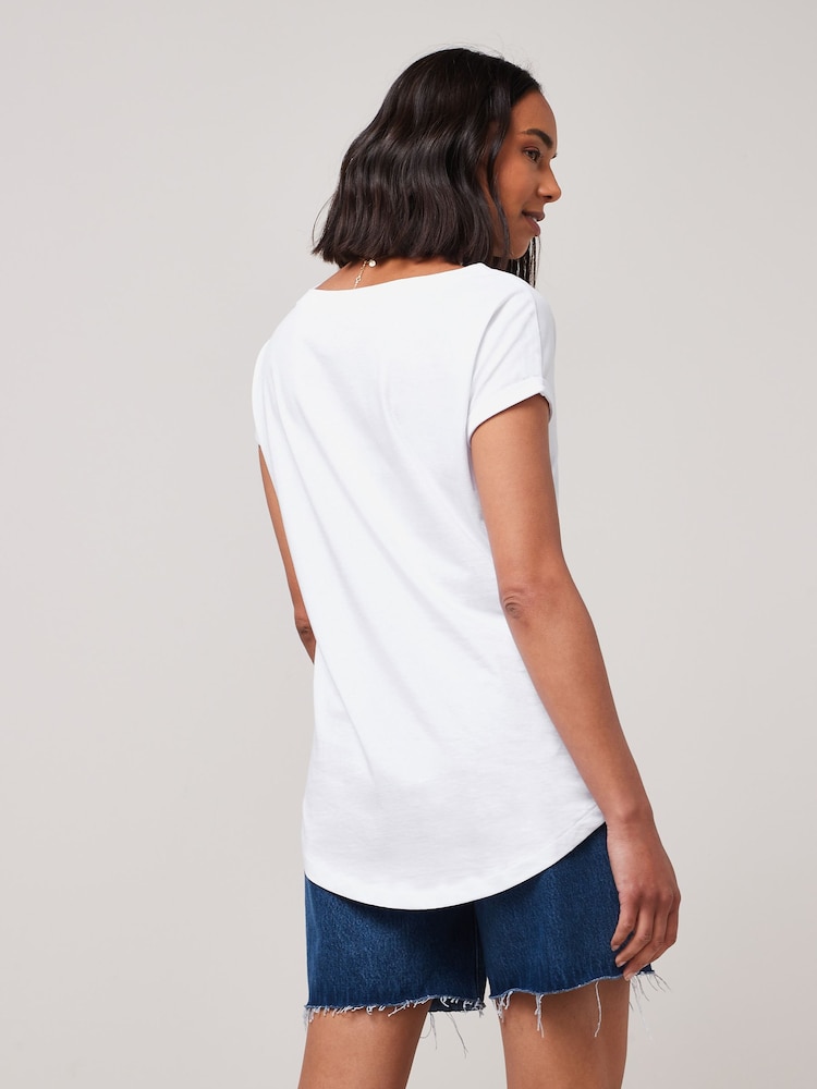 White/Grey Marl/Purple 100% Cotton Cap Sleeve T-Shirts 3 Pack - Image 7 of 11