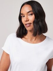 White/Grey Marl/Purple 100% Cotton Cap Sleeve T-Shirts 3 Pack - Image 8 of 11