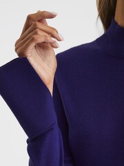 Reiss Purple Sasha Merino Wool Split Sleeve Jumper - Image 4 of 6