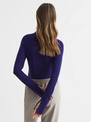 Reiss Purple Sasha Merino Wool Split Sleeve Jumper - Image 5 of 6