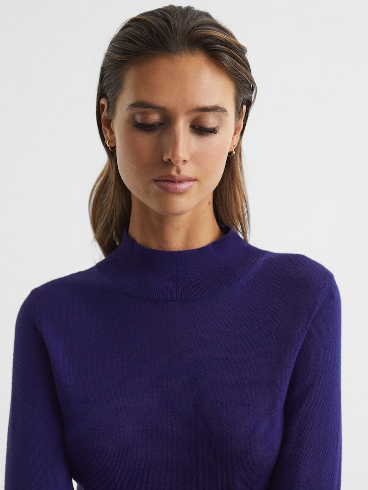 Reiss Purple Sasha Merino Wool Split Sleeve Jumper - Image 6 of 6