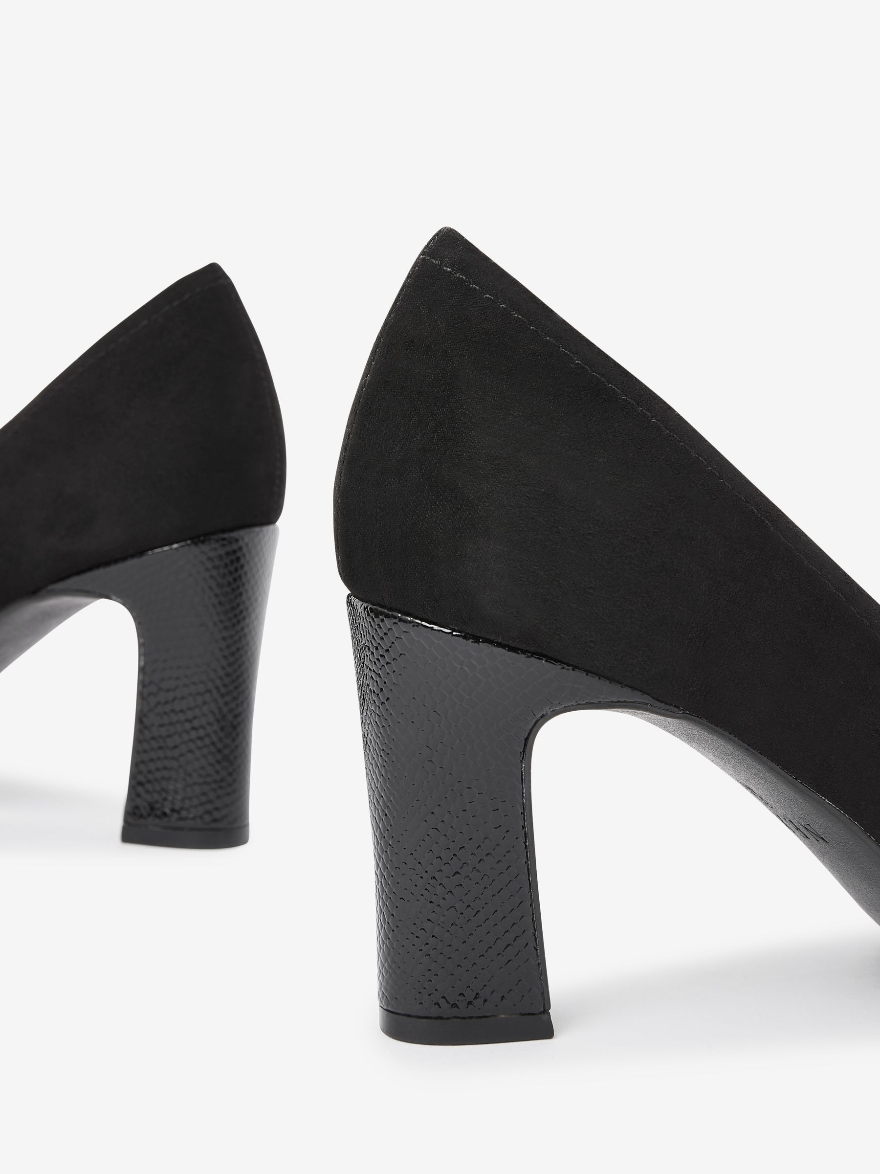 Black Standard Wide Fit Forever Comfort Round Toe Block Heel Court Shoes