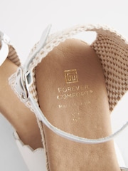 White Scallop Peep Toe Wedges - Image 7 of 8