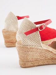 Red Scallop Peep Toe Wedges - Image 5 of 7