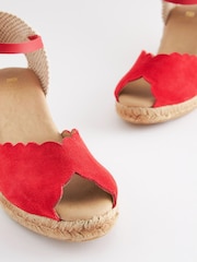 Red Scallop Peep Toe Wedges - Image 6 of 7