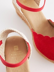 Red Scallop Peep Toe Wedges - Image 7 of 7