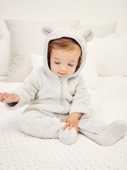 The White Company Teddy Bear Fleece Toddler Pramsuit - Image 1 of 4