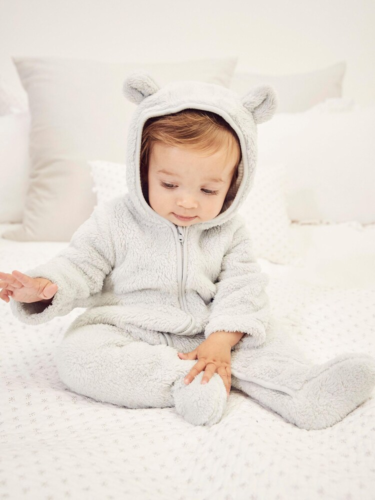 The White Company Teddy Bear Fleece Toddler Pramsuit - Image 1 of 4