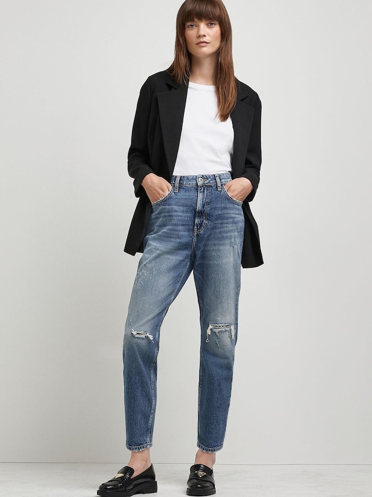 River Island Denim Mom High Waist Ripped Paris Jeans - Image 1 of 4