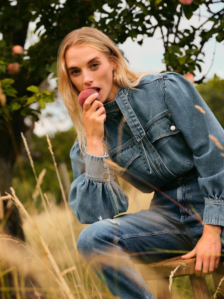 River Island Denim Mom High Waist Ripped Paris Jeans - Image 4 of 4