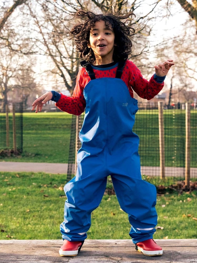 Muddy Puddles Blue Rainy Day Waterproof Dungarees - Image 1 of 3
