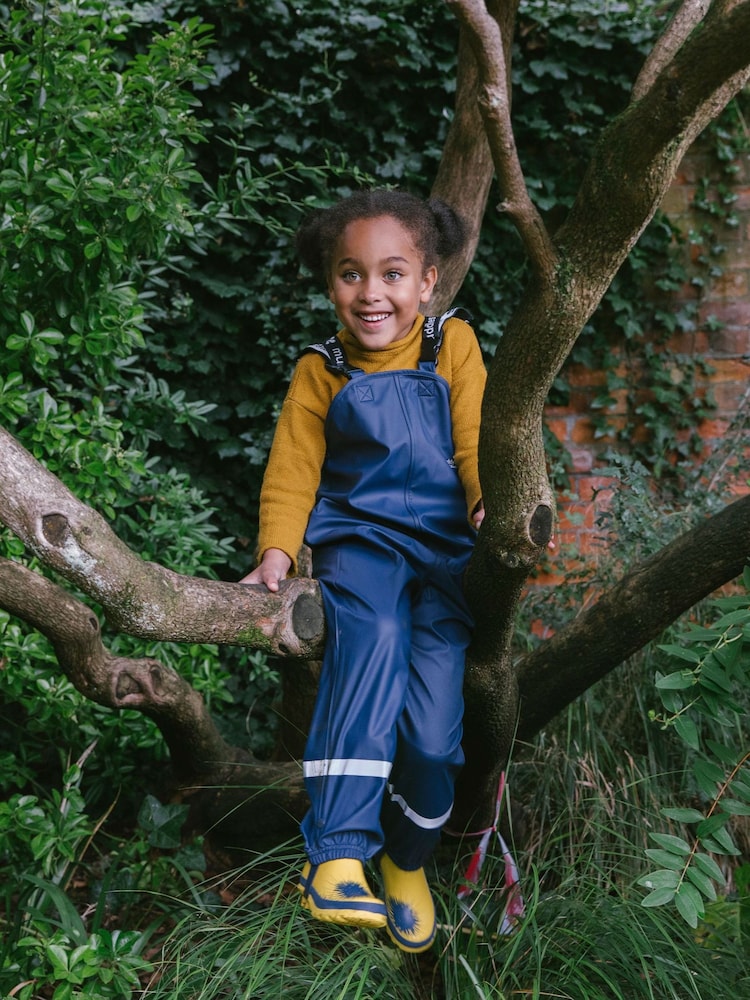 Muddy Puddles Navy Blue Rainy Day Waterproof Dungarees - Image 1 of 3