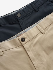 Navy/Stone Straight Fit Stretch Chino Shorts 2 Pack - Image 10 of 13
