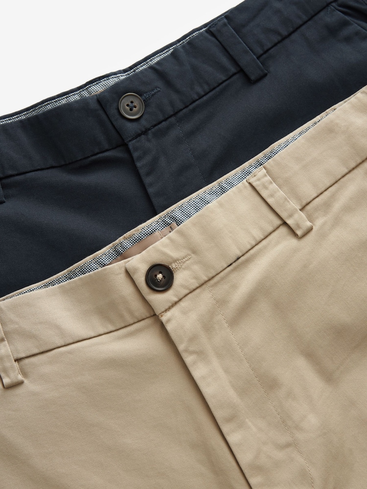 Navy/Stone Straight Fit Stretch Chino Shorts 2 Pack - Image 10 of 13