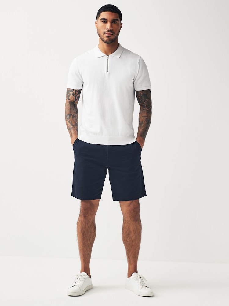 Navy/Stone Straight Fit Stretch Chino Shorts 2 Pack - Image 2 of 13