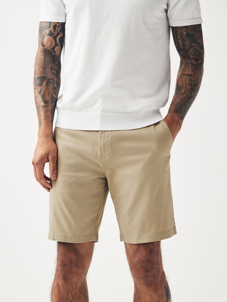 Navy/Stone Straight Fit Stretch Chino Shorts 2 Pack - Image 5 of 13