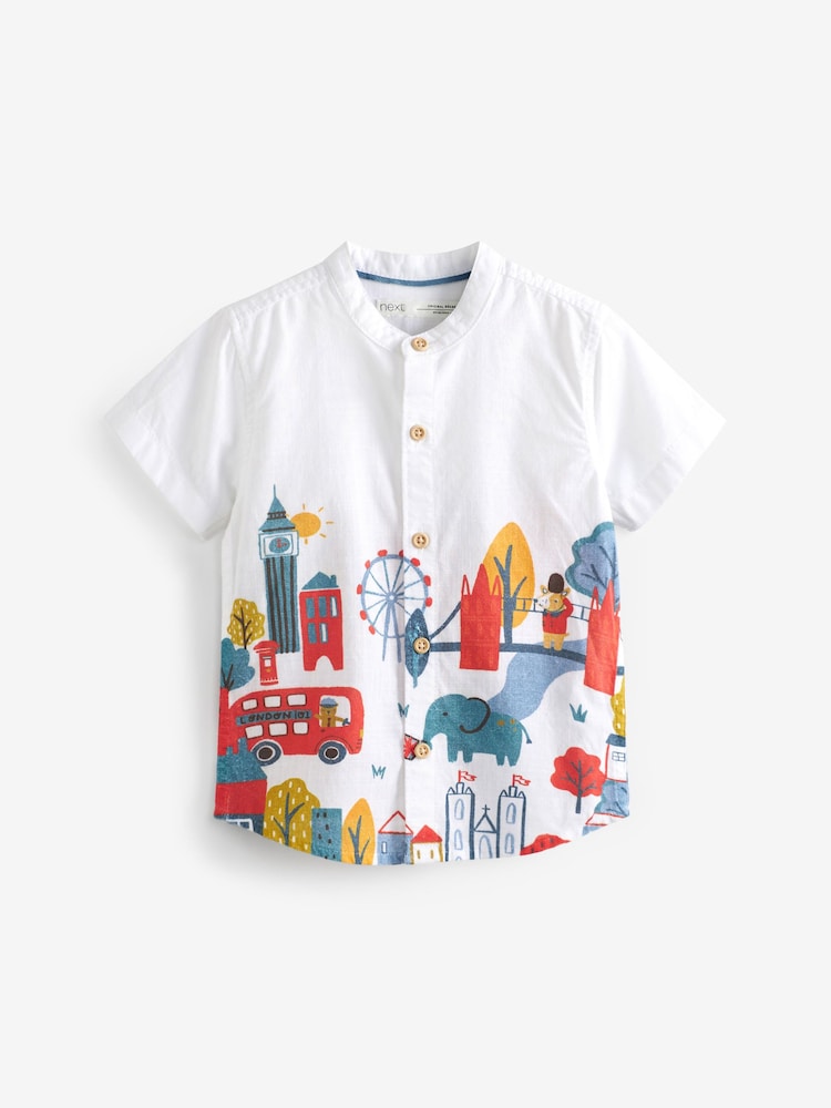 White London Border Print Short Sleeve Shirt (3mths-7yrs) - Image 2 of 4 White London Border Print Short Sleeve Shirt (3mths-7yrs) - Image 2 of 4