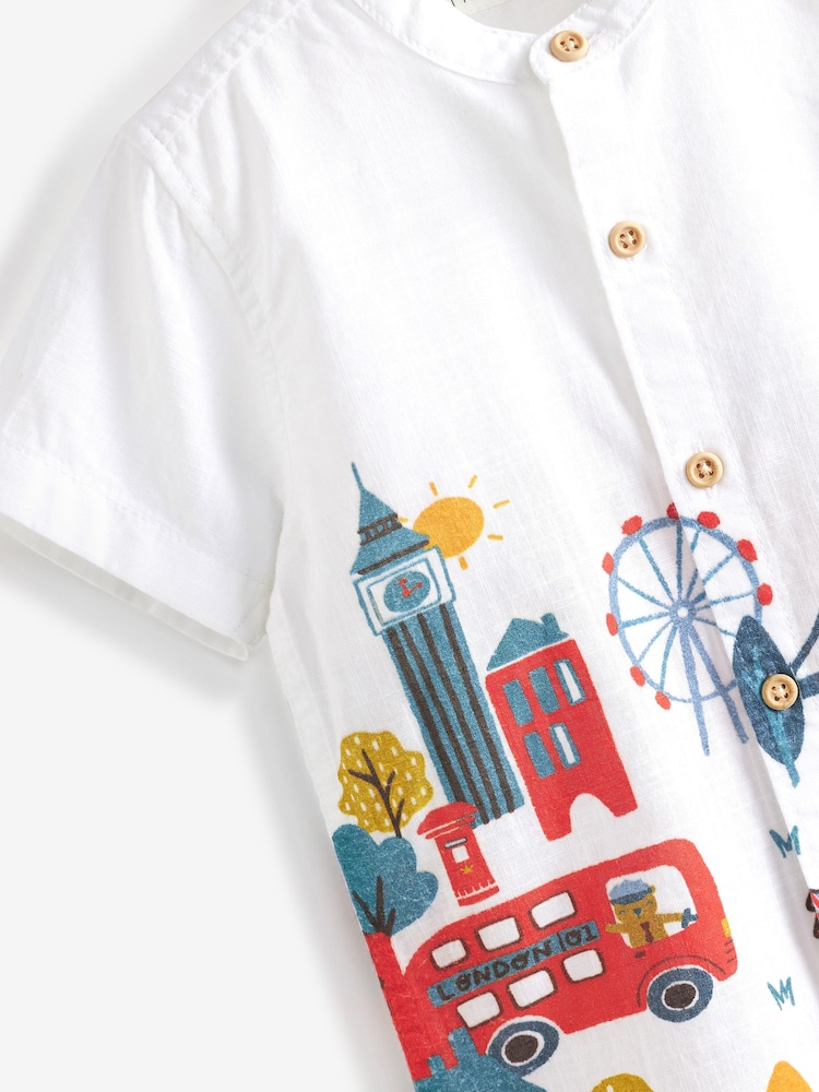 White London Border Print Short Sleeve Shirt (3mths-7yrs) - Image 4 of 4 White London Border Print Short Sleeve Shirt (3mths-7yrs) - Image 4 of 4