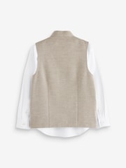 Neutral Brown Grandad Collar Waistcoat And Shirt Set (12mths-16yrs) - Image 5 of 8