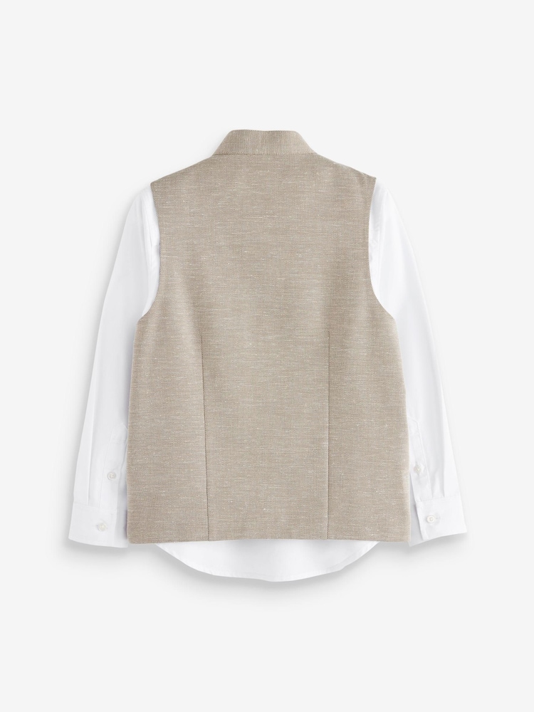 Col grand-père marron neutre - Ensemble gilet et chemise (12 mois-16 ans) - Image 5 of 8