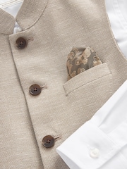 Neutral Brown Grandad Collar Waistcoat And Shirt Set (12mths-16yrs) - Image 7 of 8