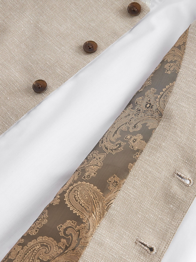 Neutral Brown Grandad Collar Waistcoat And Shirt Set (12mths-16yrs) - Image 8 of 8