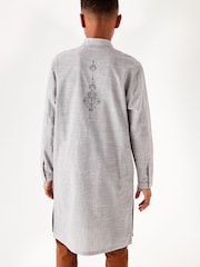 Grey Regular Length Embroidered Boys Kurta (3-16yrs) - Image 2 of 7