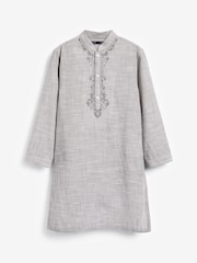 Grey Regular Length Embroidered Boys Kurta (3-16yrs) - Image 5 of 7