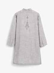 Grey Regular Length Embroidered Boys Kurta (3-16yrs) - Image 6 of 7