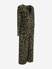 Khaki Animal Print Maternity/Nursing Button Jumpsuit - Image 6 of 6