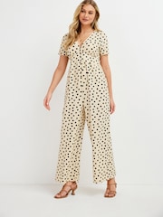 Cream Spot Maternity/Nursing Short Sleeve Jumpsuit - Image 1 of 7