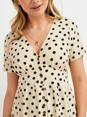 Cream Spot Maternity/Nursing Short Sleeve Jumpsuit - Image 3 of 7