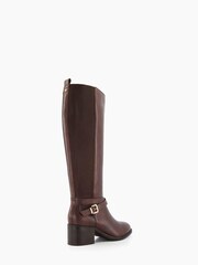 Dune London Brown Tildings Strap Detail High Leg Boots - Image 4 of 5