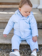 Emile Et Rose Light Blue Microfibre Jacket With Detachable Hood And Mitts - Image 1 of 3