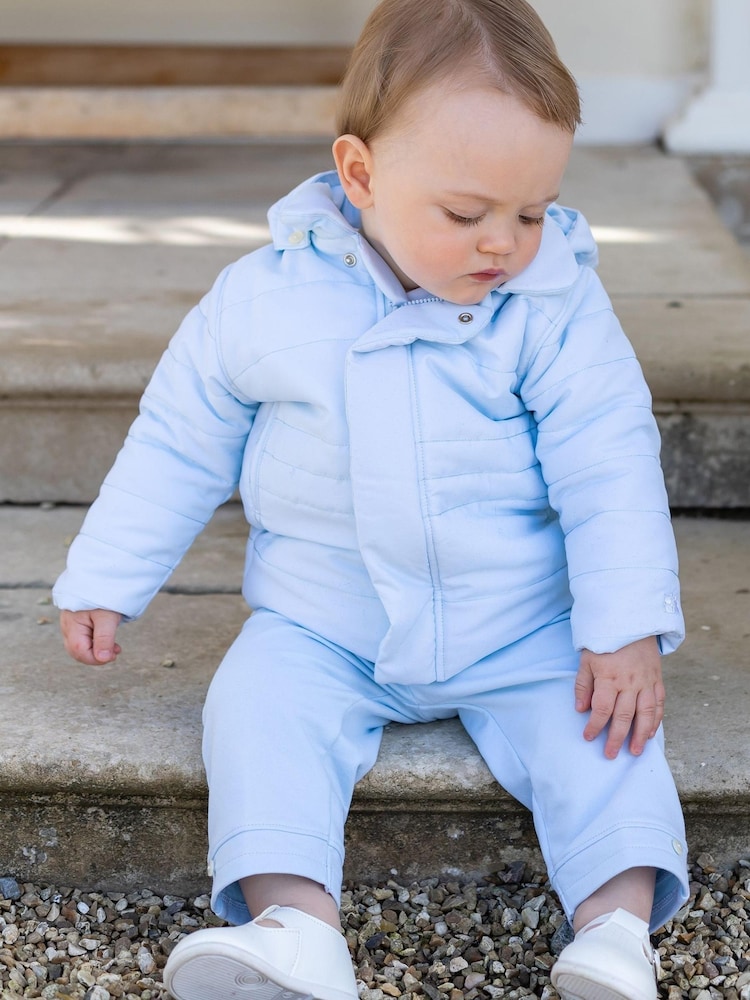 Emile Et Rose Light Blue Microfibre Jacket With Detachable Hood And Mitts - Image 1 of 3