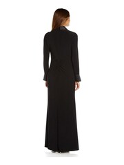 Adrianna Papell Black Jersey Twist Tuxedo Gown - Image 3 of 5