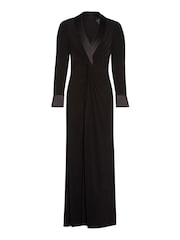 Adrianna Papell Black Jersey Twist Tuxedo Gown - Image 4 of 5