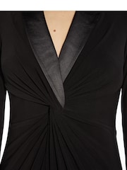 Adrianna Papell Black Jersey Twist Tuxedo Gown - Image 5 of 5