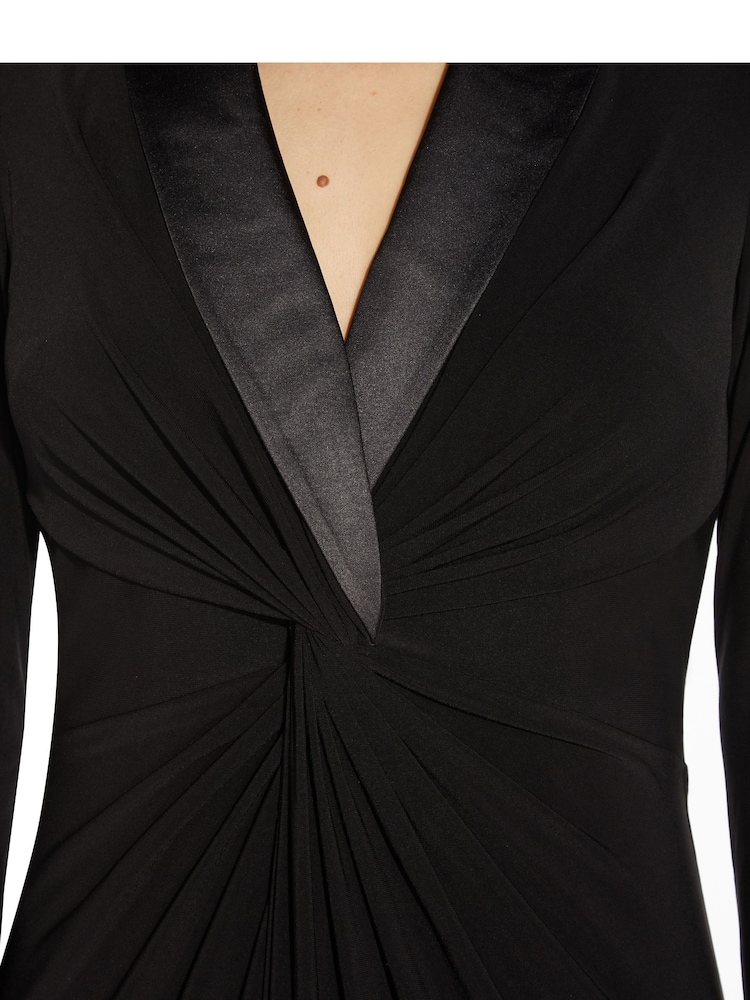 Adrianna Papell Black Jersey Twist Tuxedo Gown - Image 5 of 5