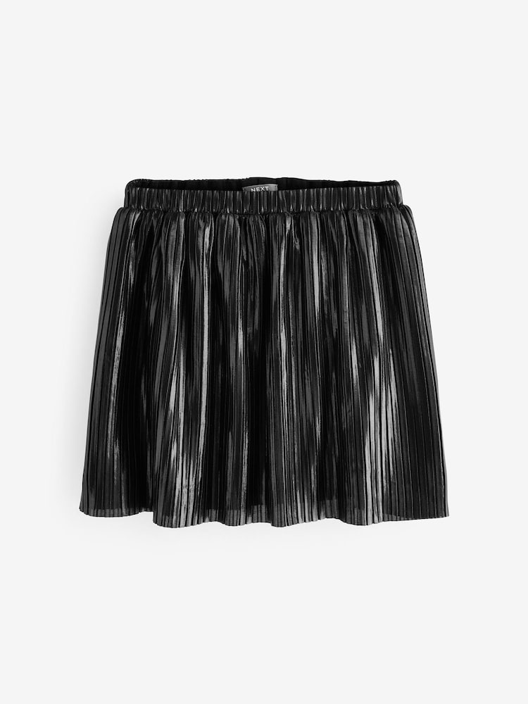 Black Metallic Pleat Skirt (3-16yrs) - Image 1 of 4