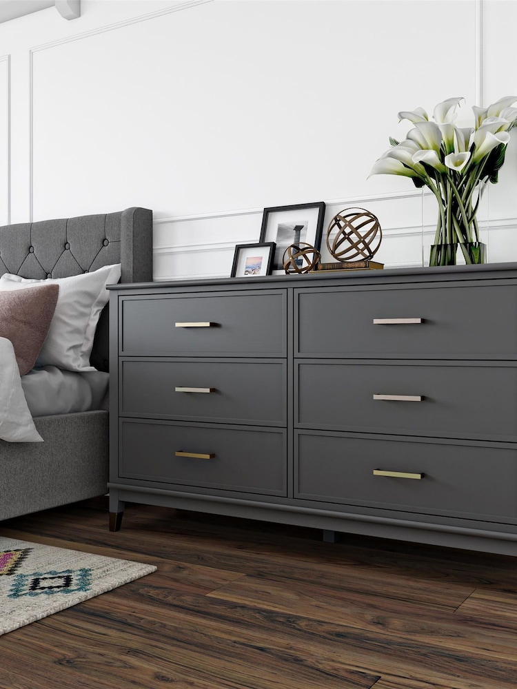 CosmoLiving Grey Westerleigh Six Drawers Chest - Image 1 of 4